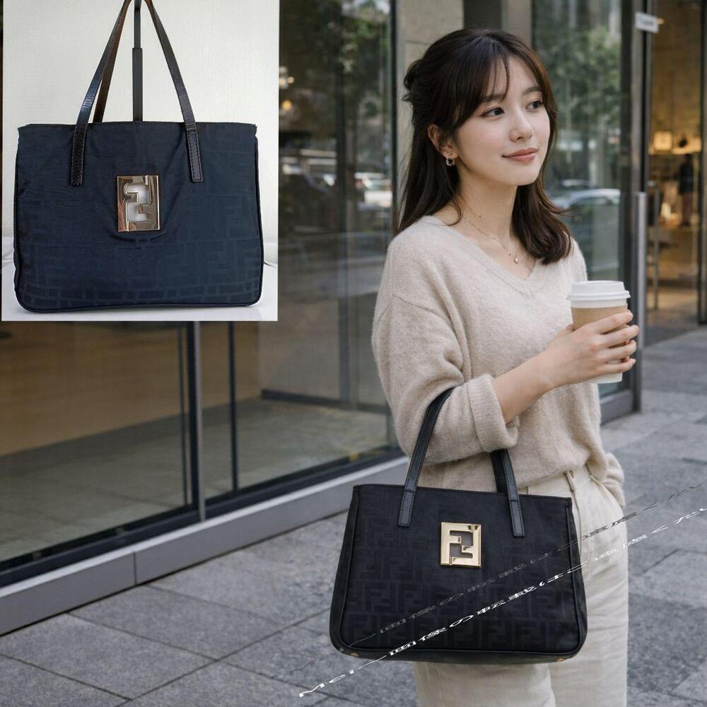 Fendi Zucca tote bag black FF leather